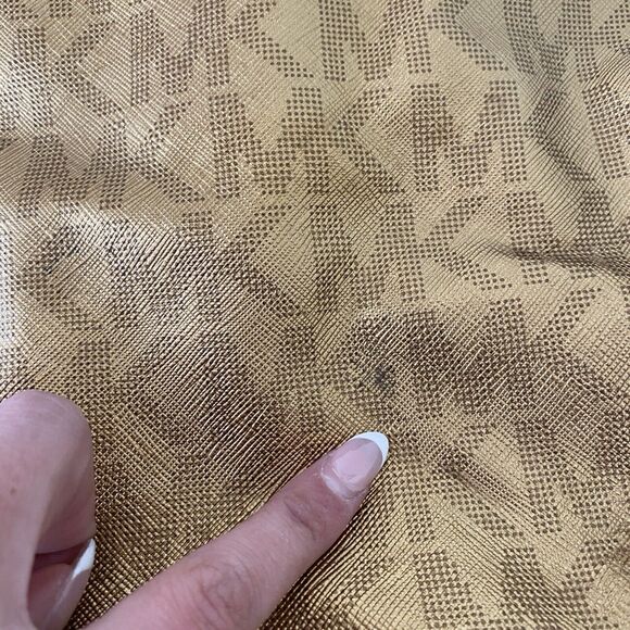 Michael Kors Gold Metallic Signature Logo Satchel Tote Diaper Bag 1974222 - Picture 6 of 12